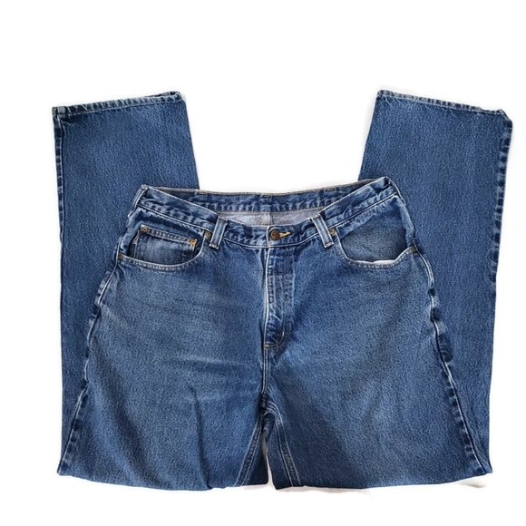 CARHARTT Relaxed Fit Jeans 36x34 Men's Blue Denim Work Pants - Picture 3 of 15